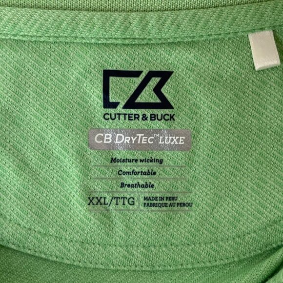 Cutter & Buck Mens CB DryTec Luxe Polo Shirt XXL Pale Green Moisture-Wicking - Picture 5 of 6